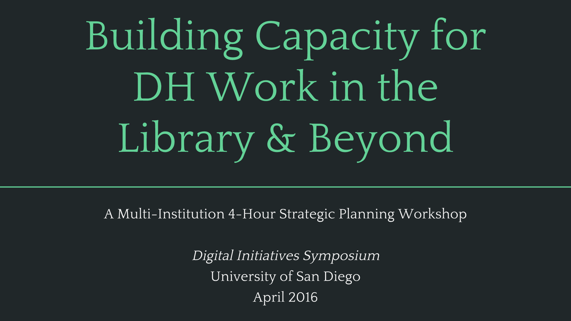 Building DH Capacity Workshop